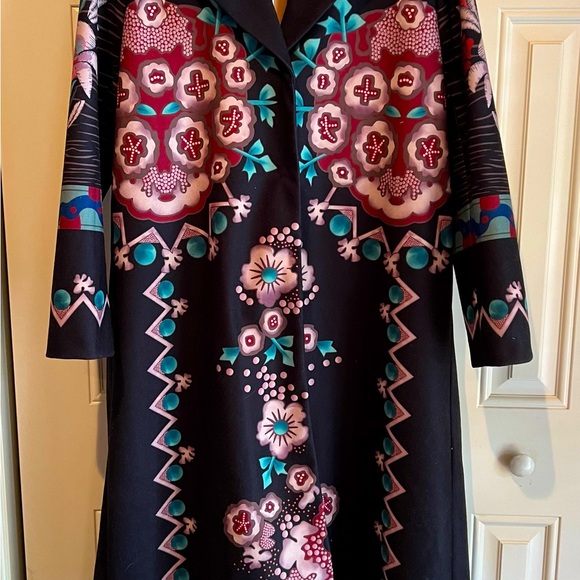 Tendency Jackets & Blazers - Tendency Ladies XL long coat with lining, black floral